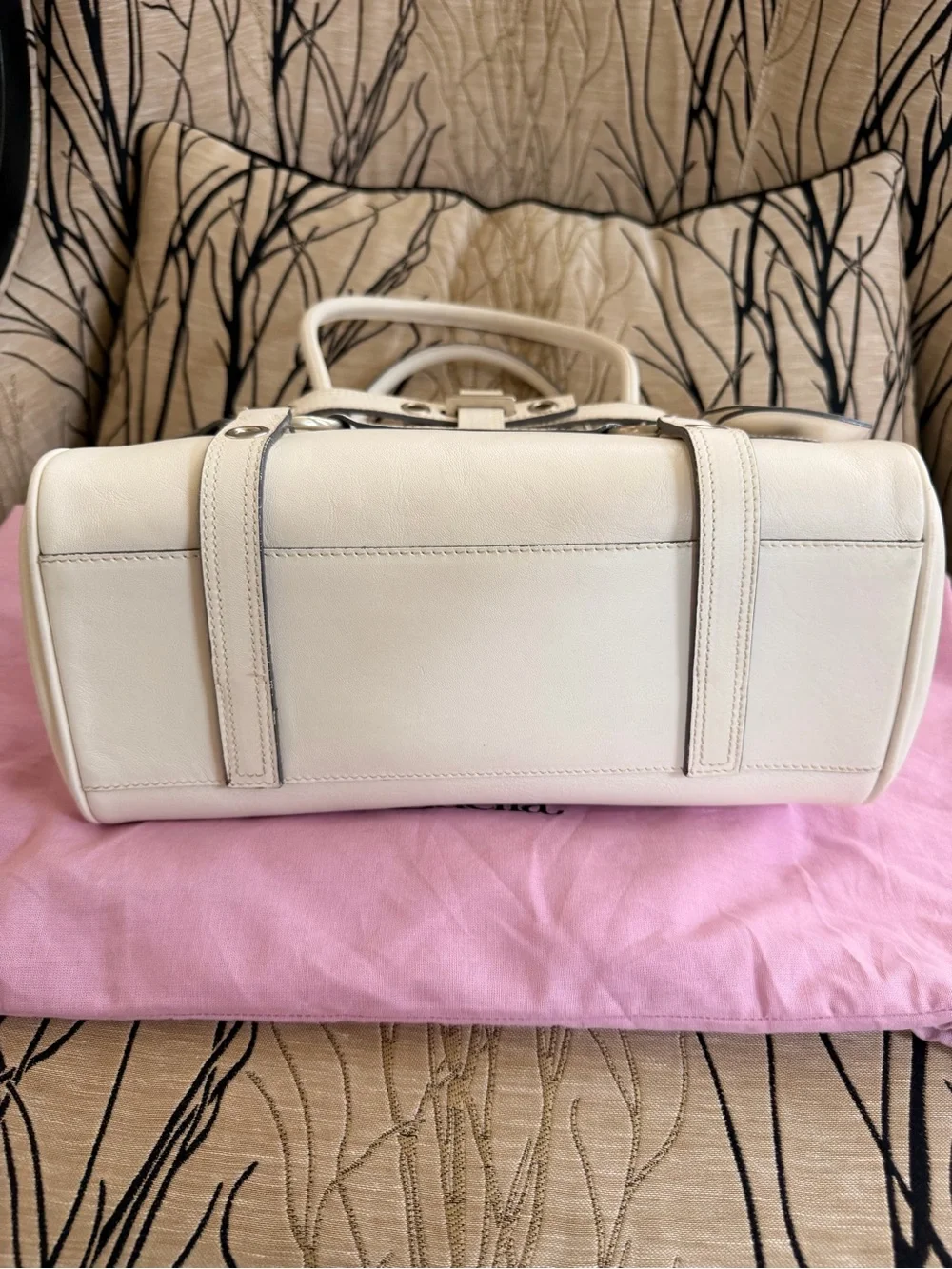 Luella Baby Giselle White Leather Satchel with Heart Charm Detail